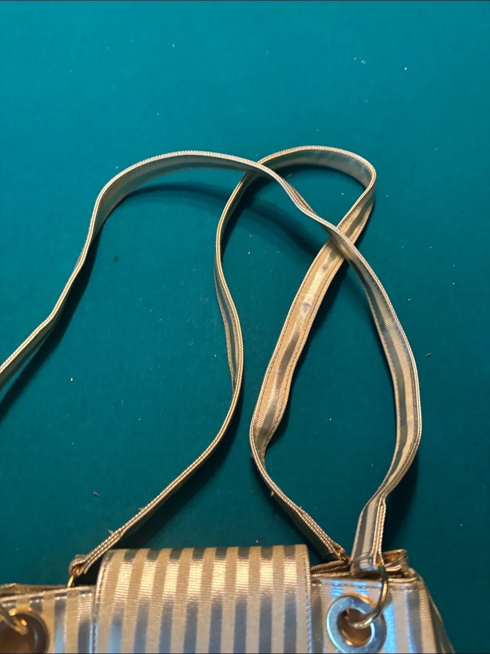Gold Metallic Stripe Tote with Elephant Accent